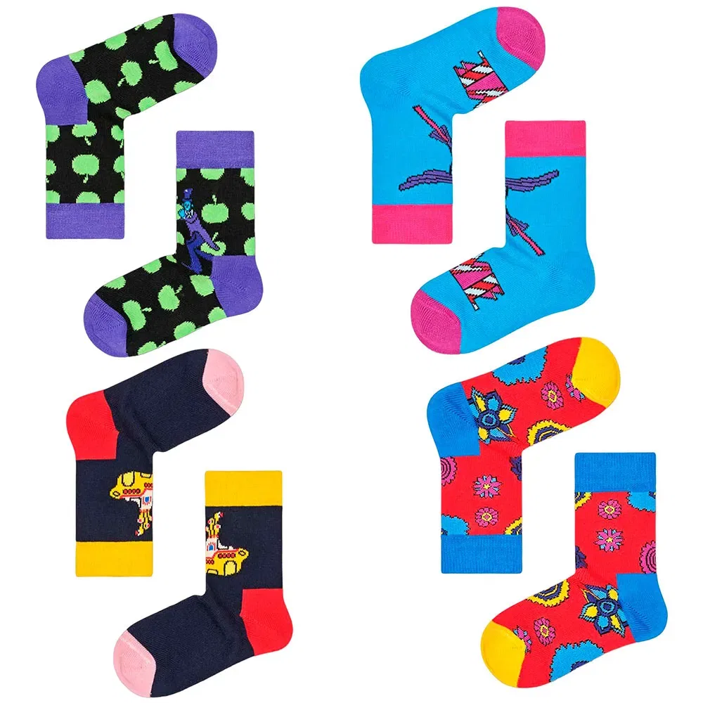 Носки Beatles 4 пары Happy Socks, мультиколор