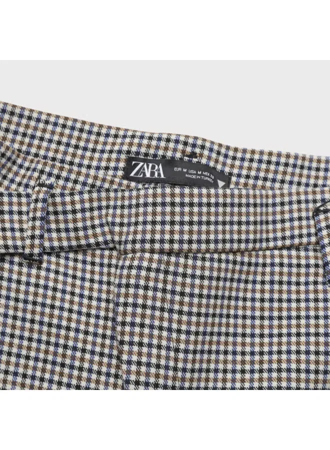 Шорты-юбка в клетку с винтажным принтом Zara, черно-белый — фото 4