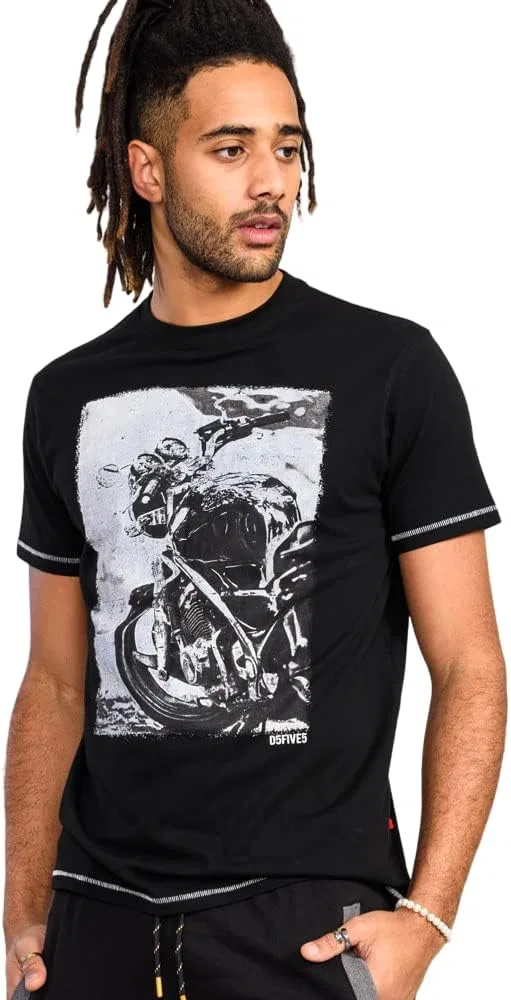 Мужская футболка с принтом Motorbike Regular Fit 100% Cotton, Black Motorbike