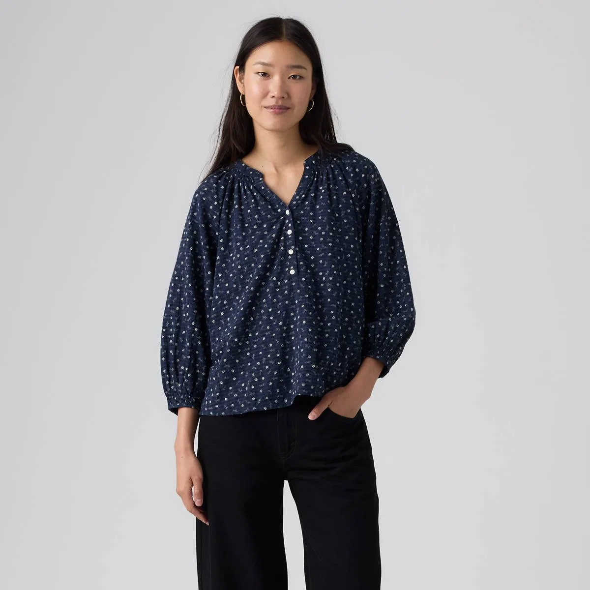 Блузка «Мечта» Levi's, Jaana Floral Navy - Blue — фото 3