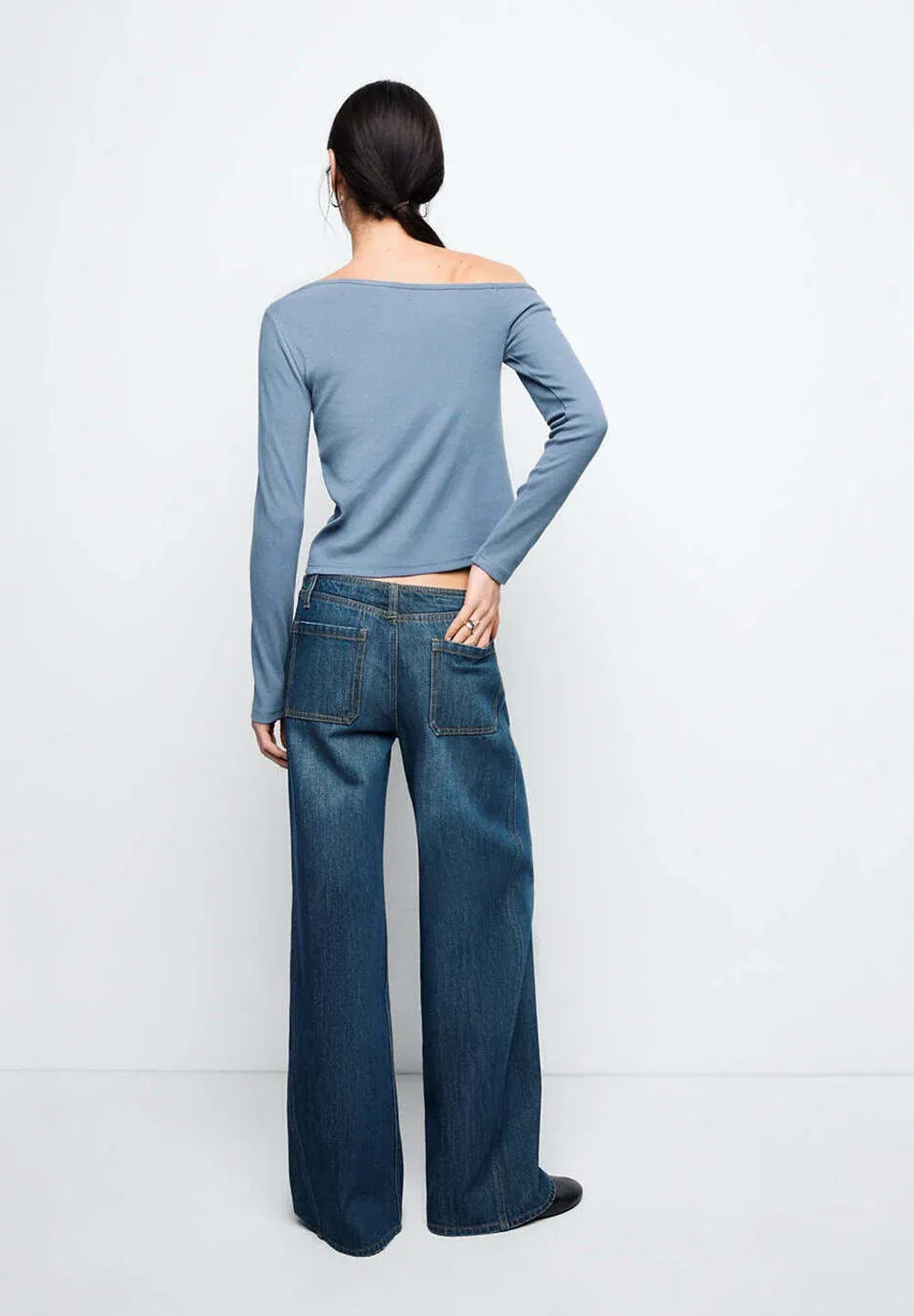 Подростковая футболка с длинными рукавами Mango Kids, Blue — фото 3