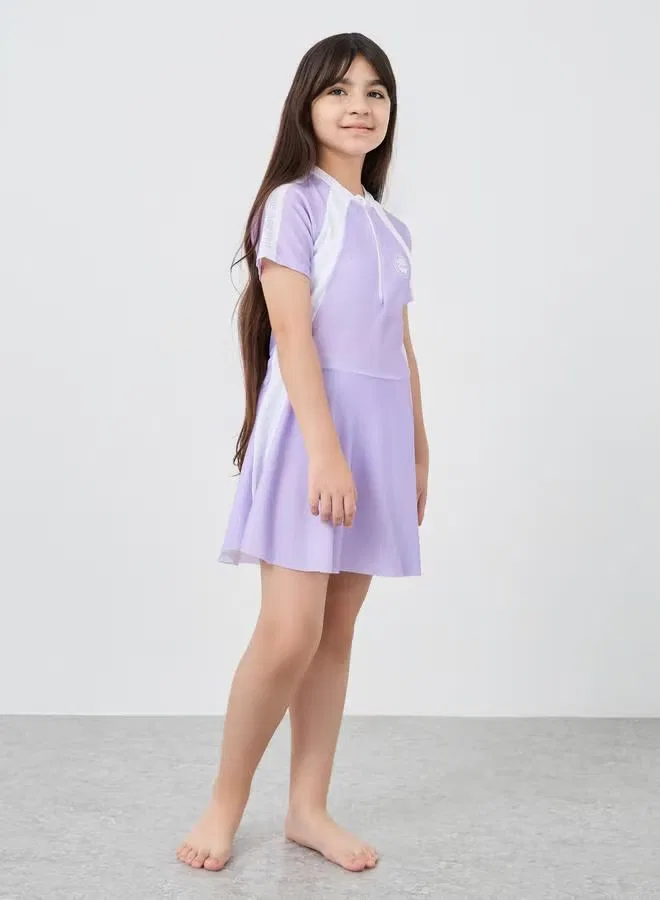 Styli Купальный костюм с коротким рукавом и шортами, фиолетовый