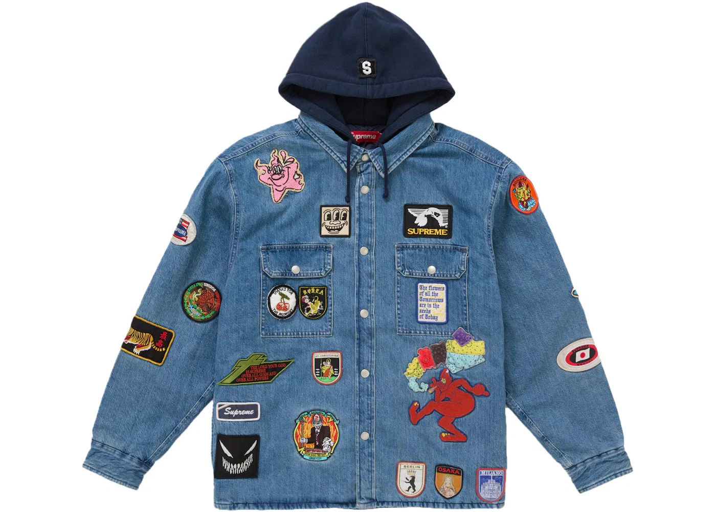 Мужская рубашка-джинсовка с принтом Patches Supreme, Denim