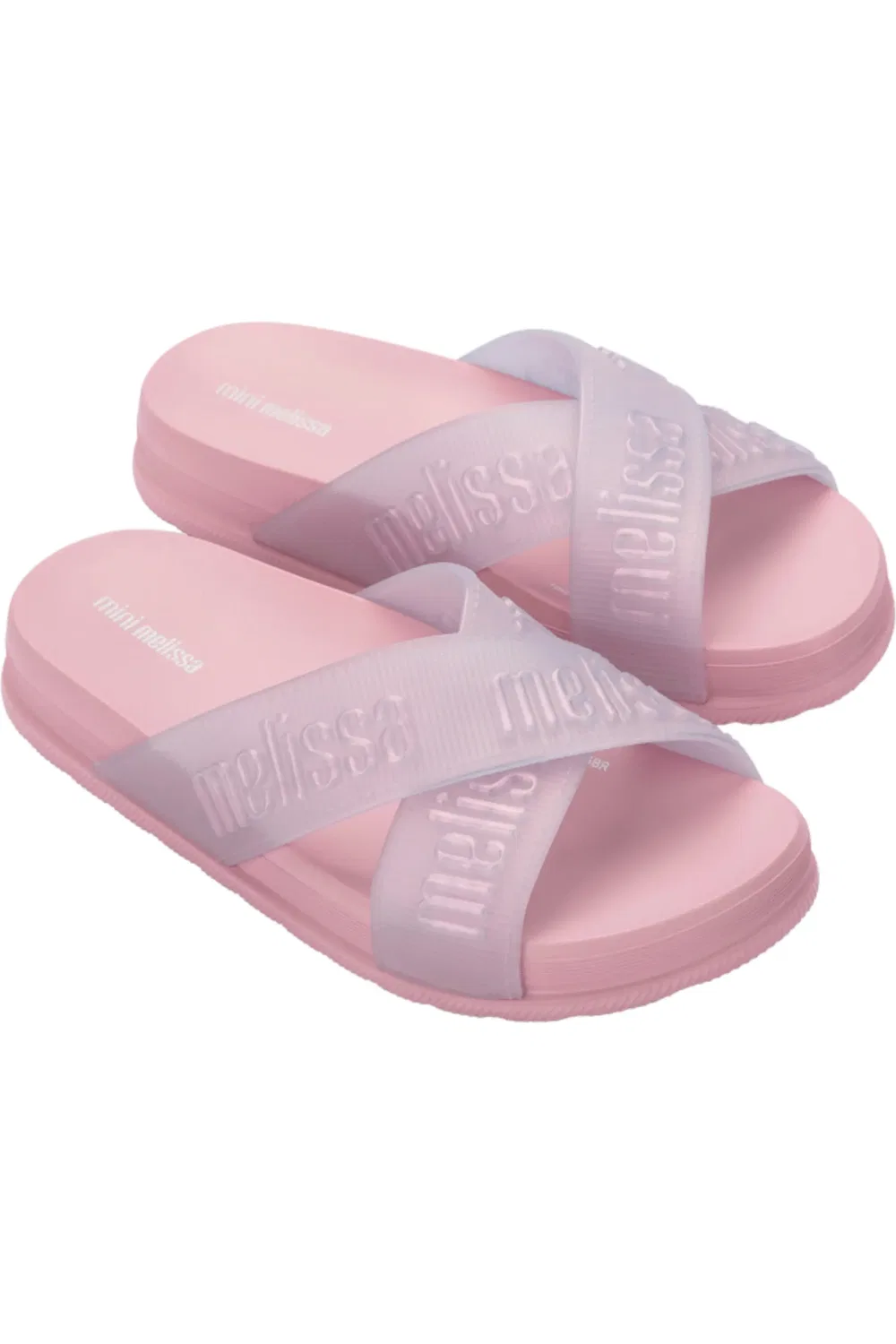Детские сандалии-слайды с перекрестными ремешками Cozy Cross Strap Slide Mini Melissa, Pink/Pearly