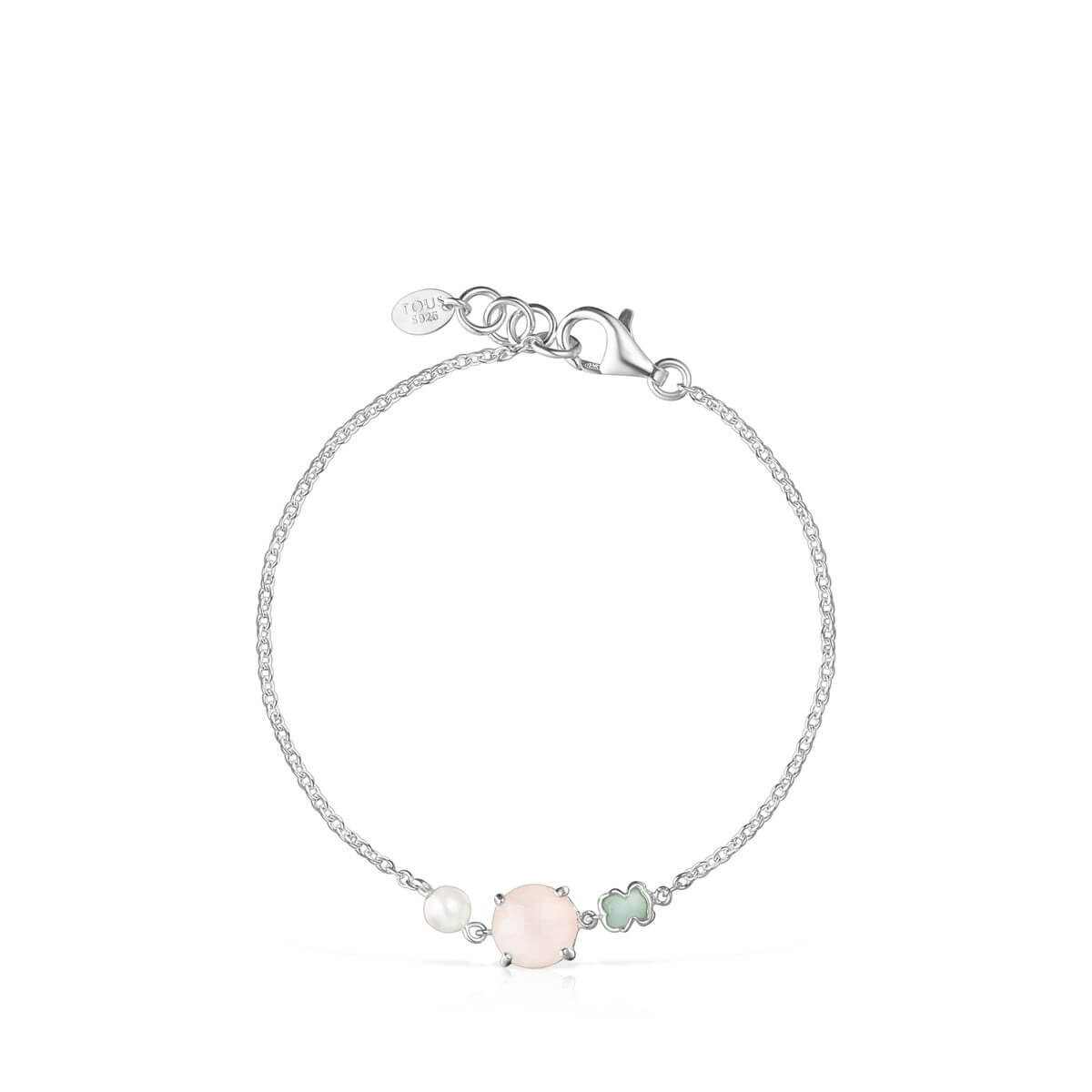 

Браслет Tous Mini Color With Pink Quartz, Amazonite And Pearl, серебро