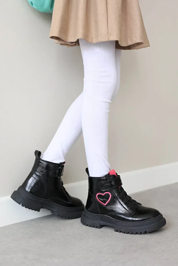Детские ботинки для девочек кожаные классические Fast Step, Black Patent Leather Pink
