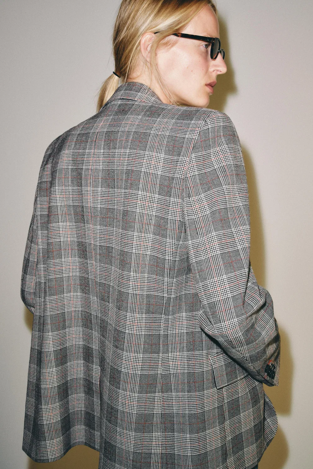 Блейзер в клетку из коллекции ZW ZARA, Grey — фото 3