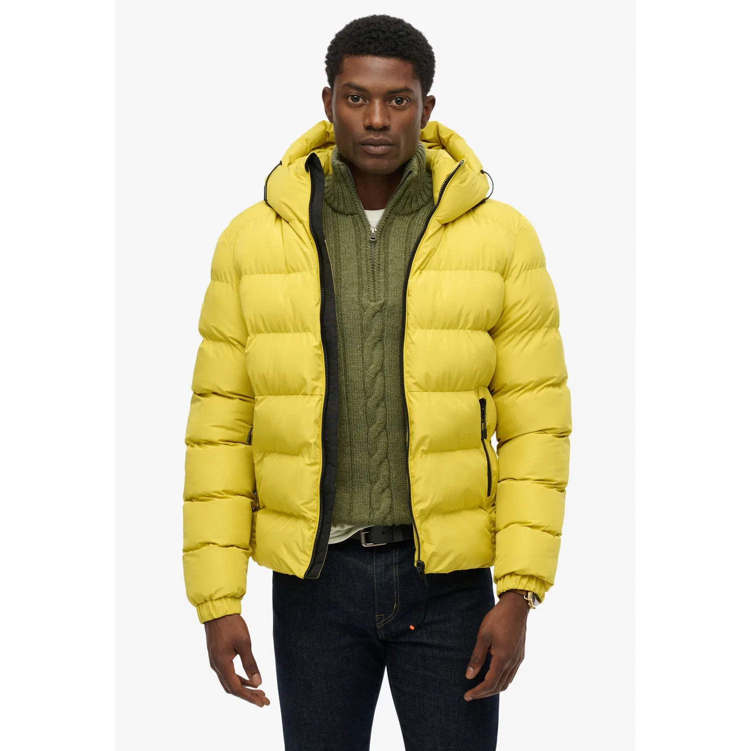 Мужская стеганая куртка с капюшоном Superdry, Wax Yellow — фото 2