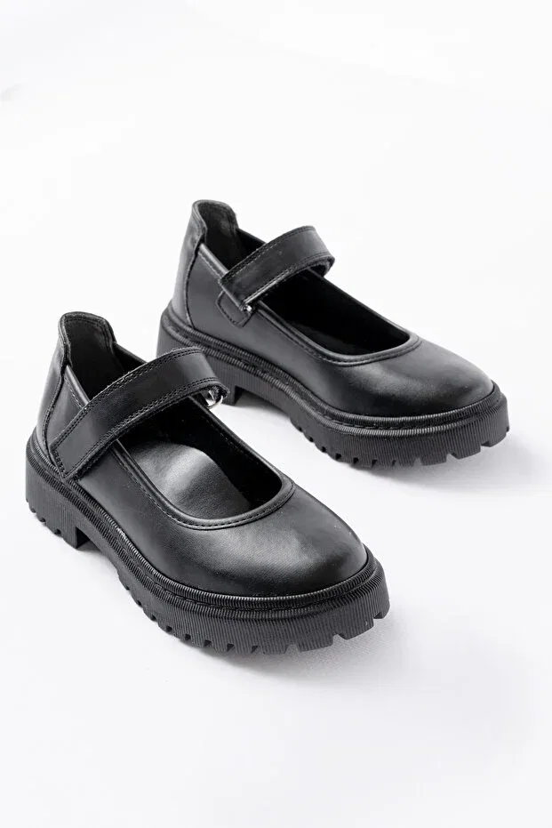 Детские балетки для девочек ортопедические P Papuccum Ortopedi Çocuk Ayakkabıları, Black Matte