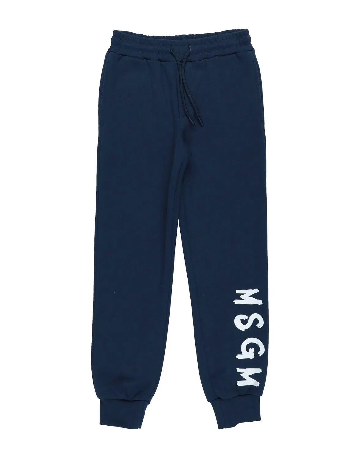 Детские спортивные штаны из футера с принтом Msgm, темно-синий