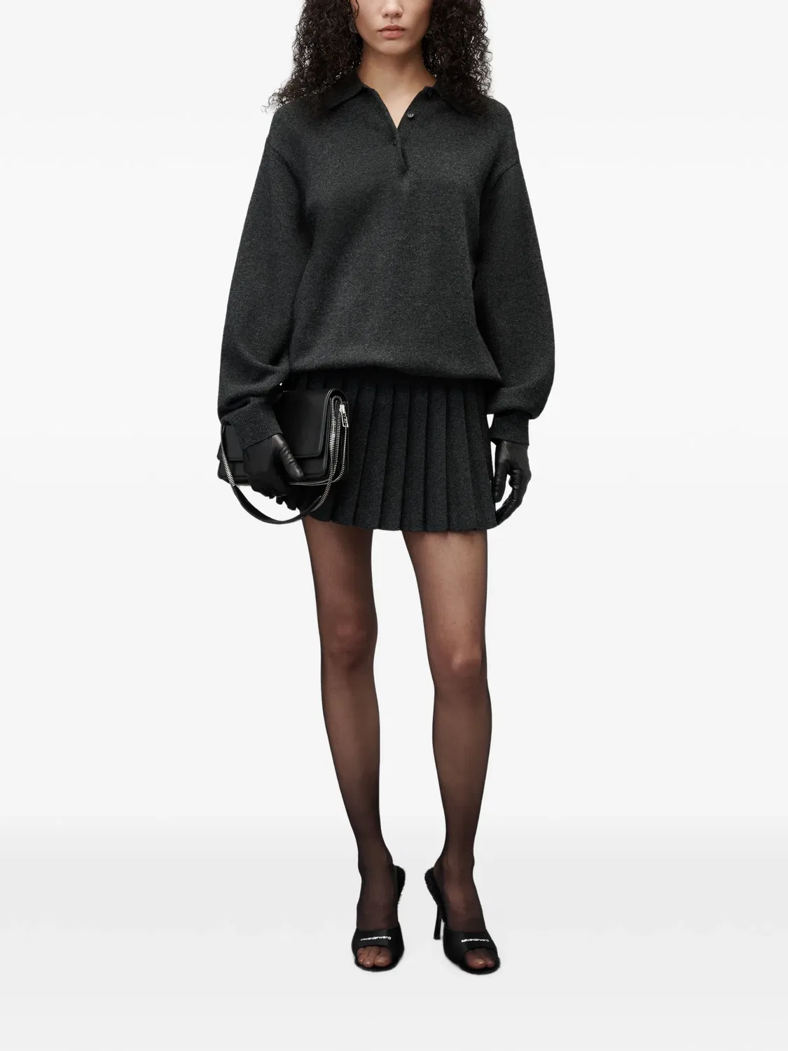 Платье с длинными рукавами и юбкой Alexander Wang, серый — фото 2