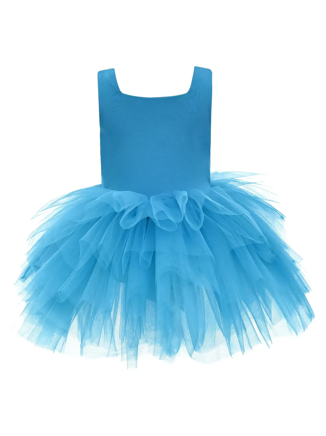 Платье с квадратным вырезом и тюлем Mimi Tutu, голубой — фото 2
