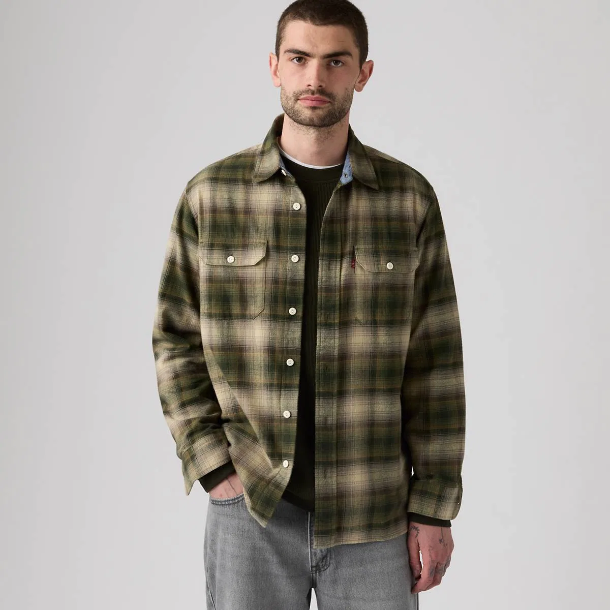 Классический непринужденный рабочий стиль в фланелевой рубашке Levi's, Warwick Plaid Rosin - Multi-Color