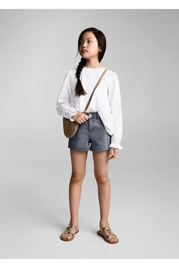 Детские шорты для девочек карго Mango Kids, Blue — фото 2