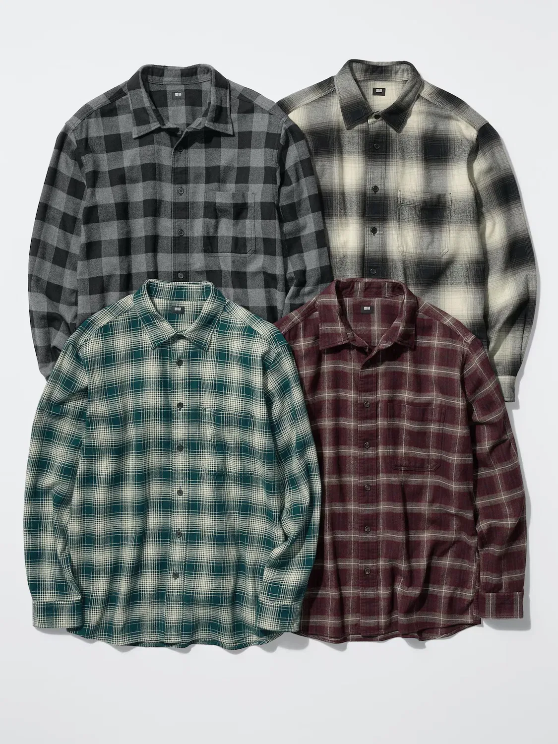 Рубашка Uniqlo, фланелевая клетчатая омбре — фото 2