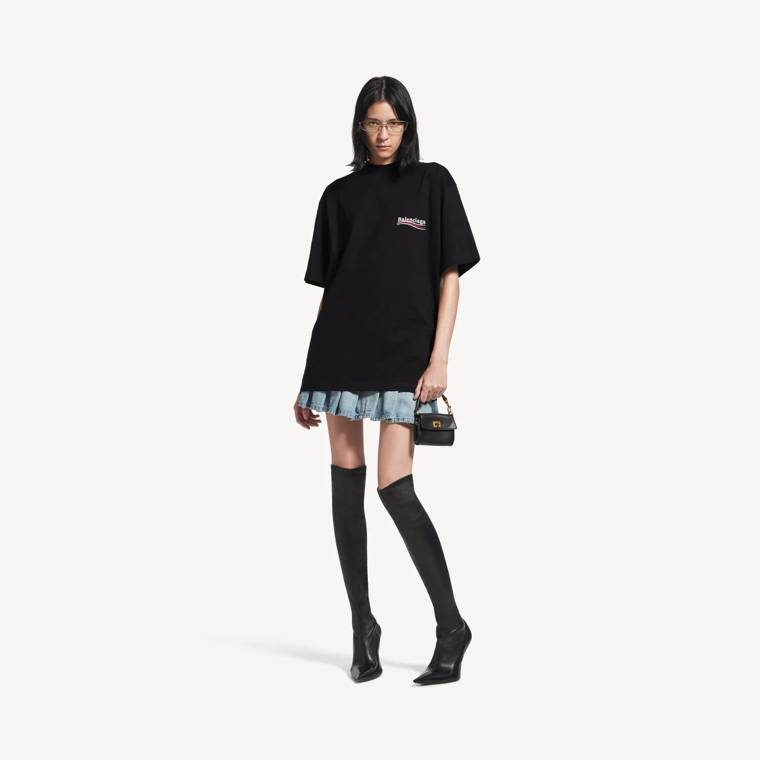 BALENCIAGA Мужская футболка "Политическая кампания" свободного кроя, черная — фото 4