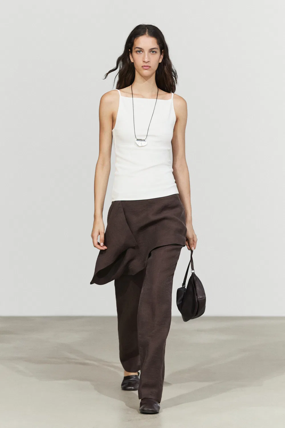 Топ-камисоль Massimo Dutti Cotton Blend, белый — фото 3