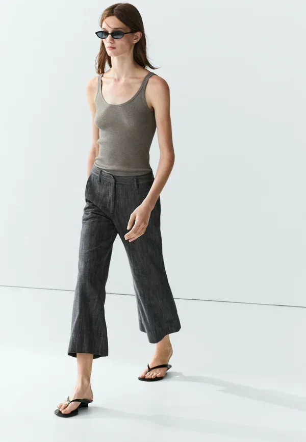 Брюки из лиоцелла Trousers Massimo Dutti, Blue-grey, серый — фото 4