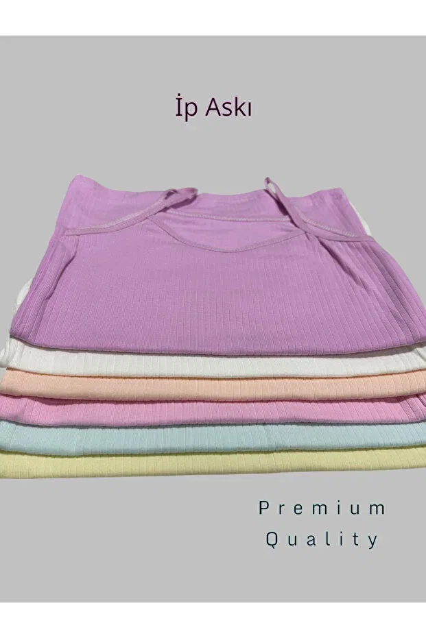 Детский топ для девочек на тонких бретелях из рибаны 6 шт Kossiga, Pastel Colors
