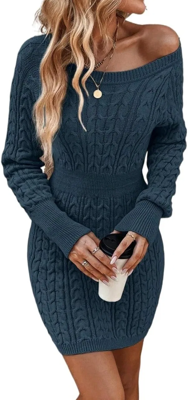 Женское платье-свитер с круглым вырезом Navy Blue