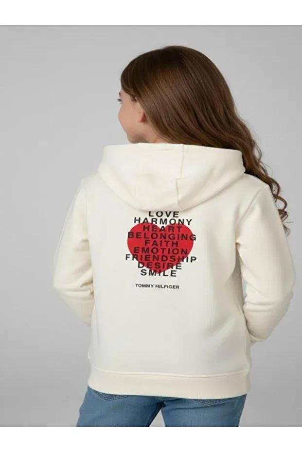 Детские свитшот для девочек хлопковый Valentines Tommy Hilfiger, White — фото 3