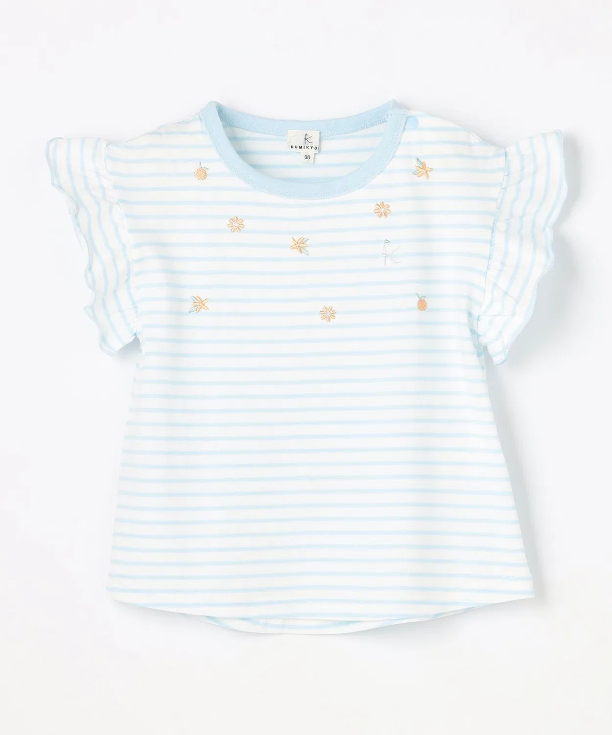 Детская футболка с принтом Fruit Embroidery Kumikyoku KIDS, Sax Blue — фото 2