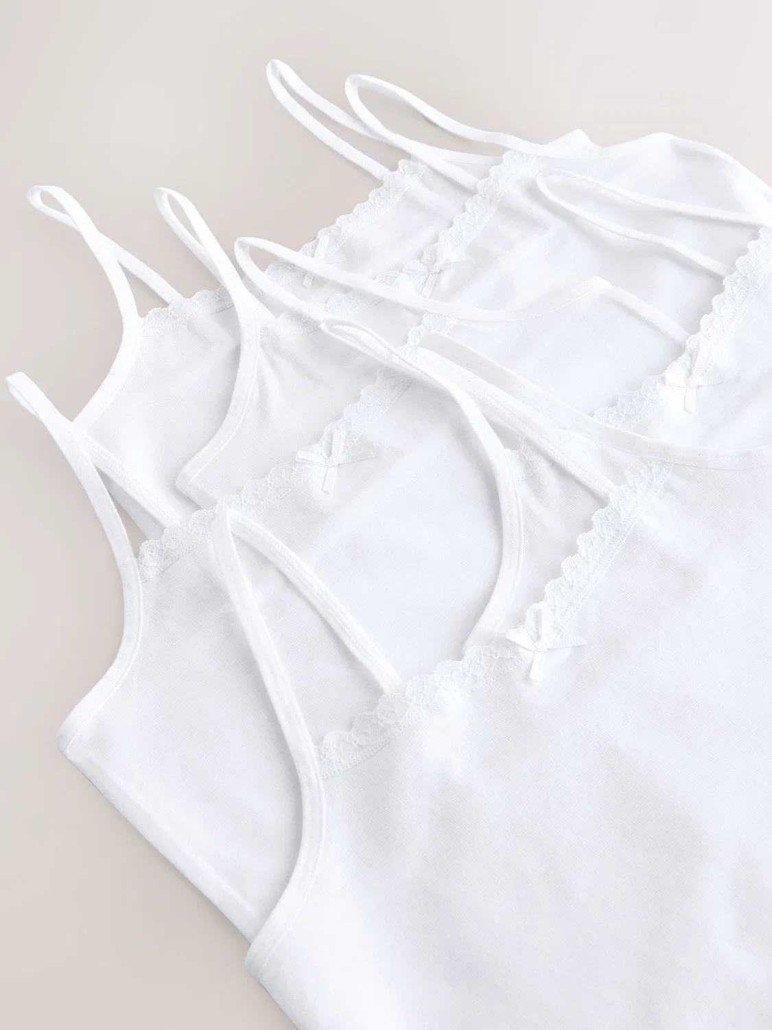 Майка-топ 5 штук Elastic Strappy Cami Vests Next, белый — фото 3