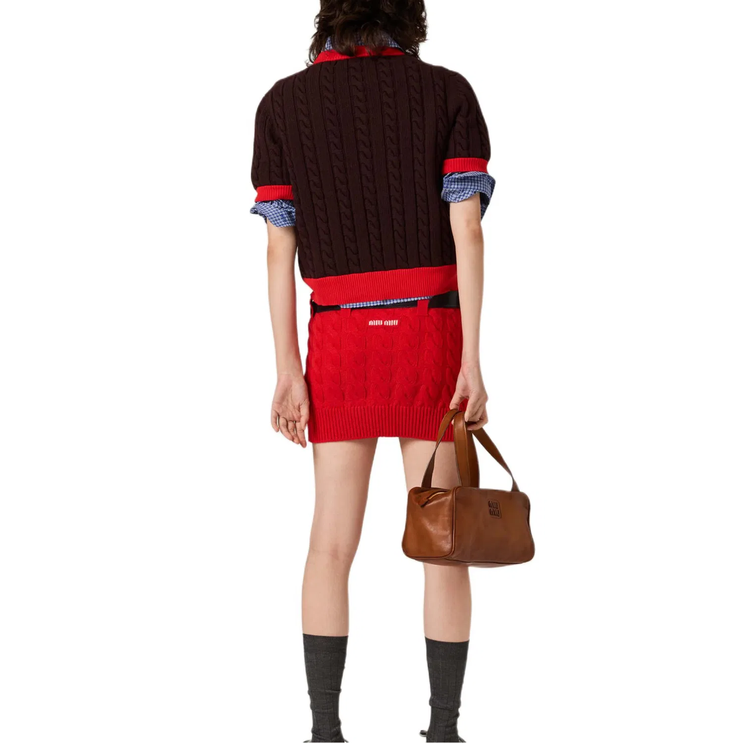 Женский свитер с круглым вырезом Brown Red MIU MIU — фото 4