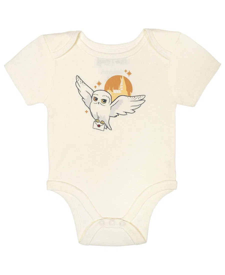 Комплект боди и шапки Harry Potter Hedwig, хлопковый, с принтом, Off White Hedwig — фото 3