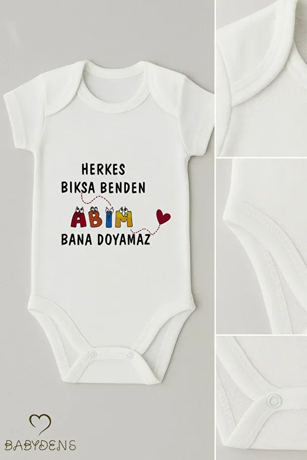 Детское боди с принтом Everyone is bıksa bıksa i am my brother can't satisfy me Babyden'S, White — фото 2