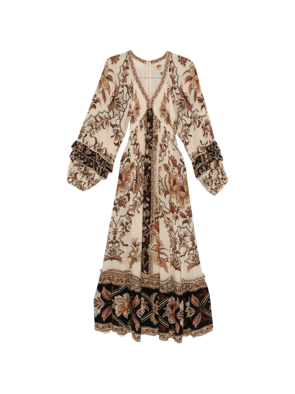 

Платье Majestic Garden с оборками и цветочным принтом Farm Rio, бежевый