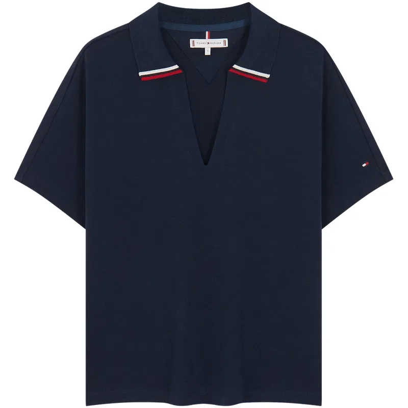 Футболка женская V-образный вырез Tommy Hilfiger темно-синяя