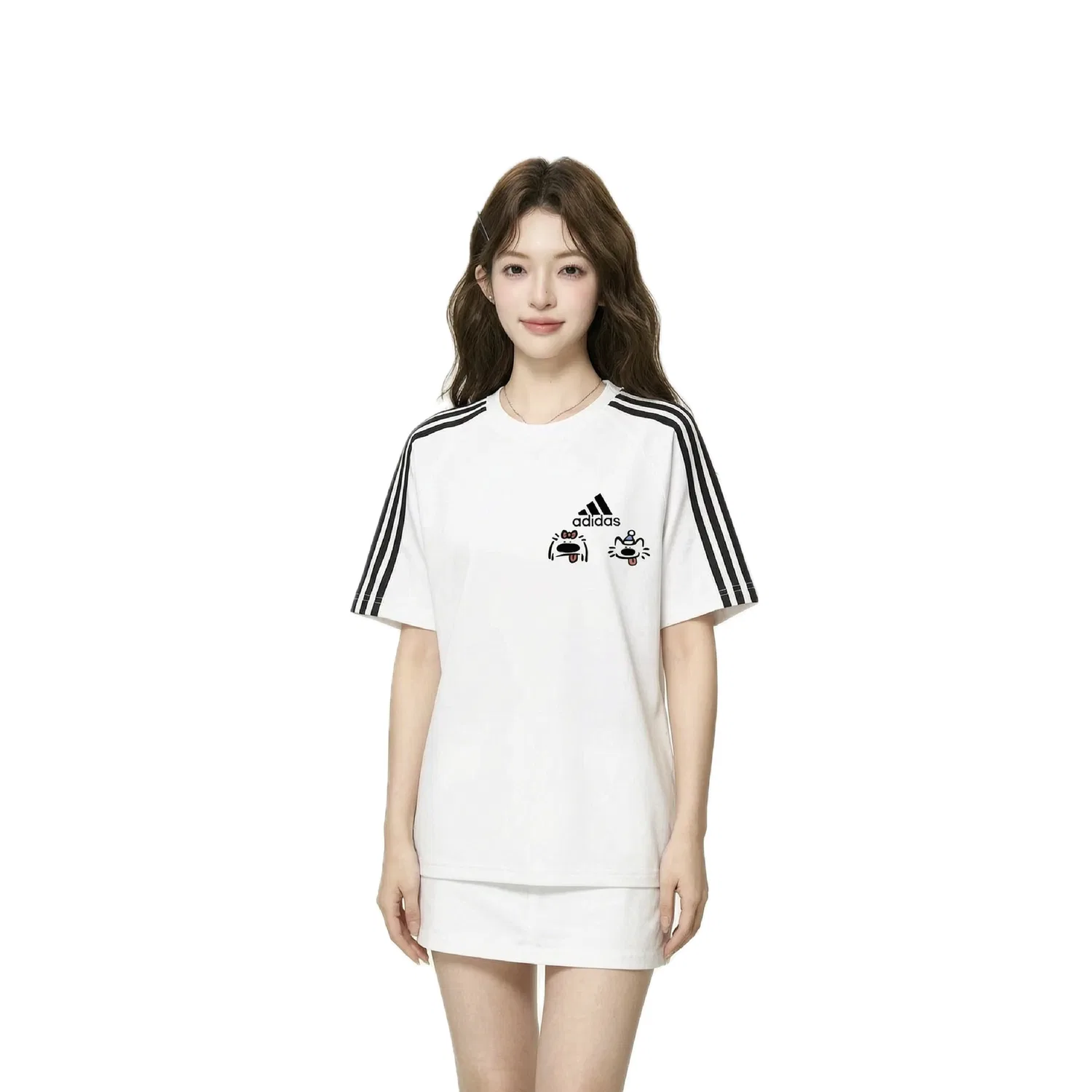 Футболка с принтом собачки, Adidas, White-Puppy — фото 3