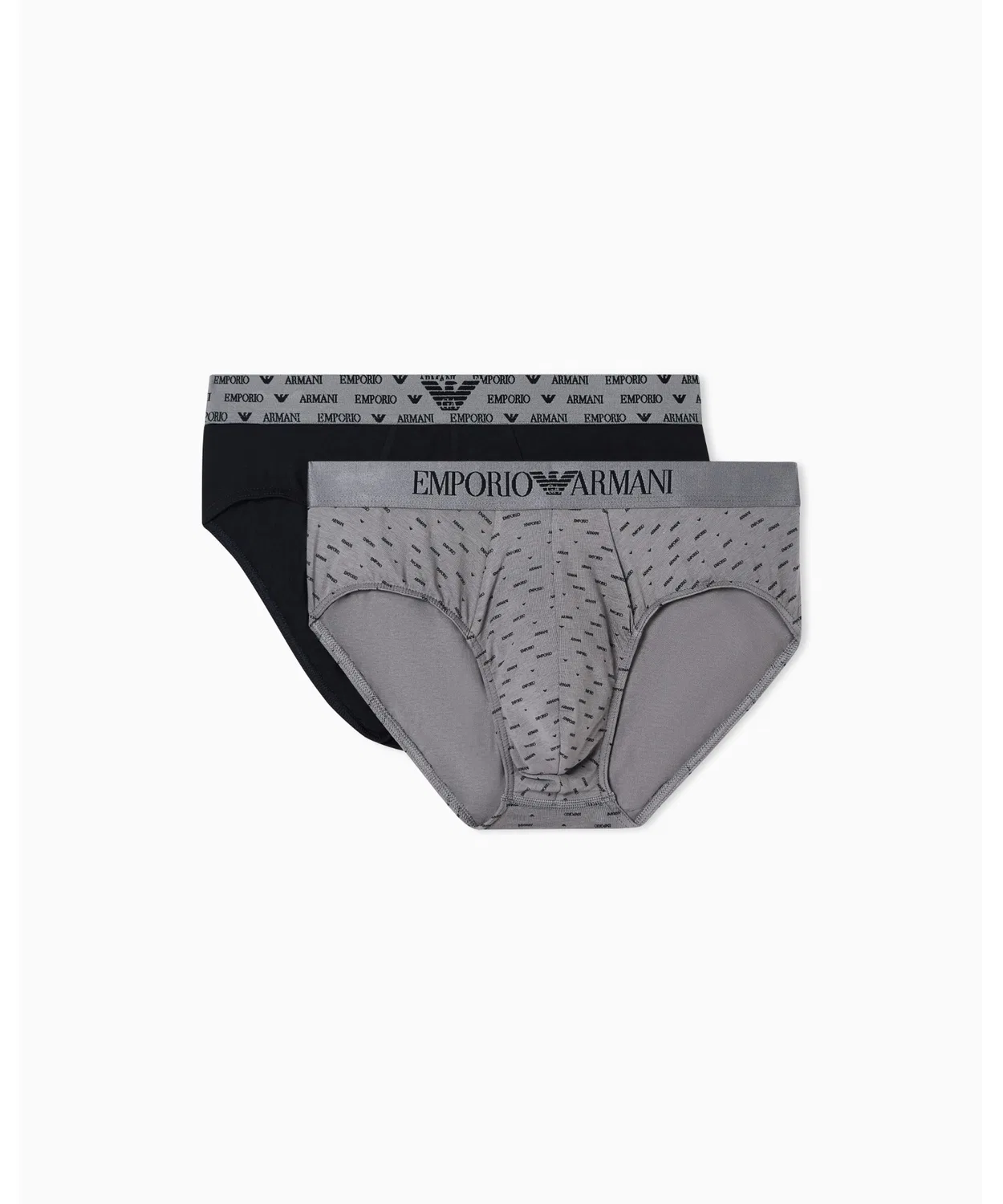 Мужские трусы-слипы с принтом, комплект из 2 штук, Emporio Armani, Light Grey