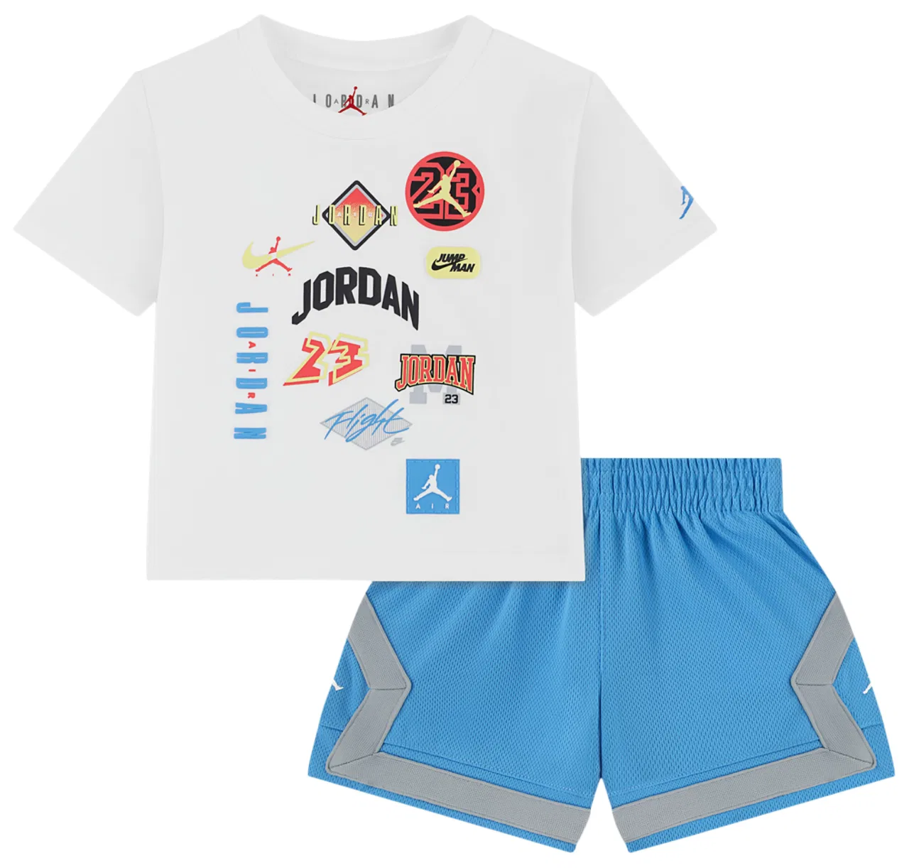 Детский комплект футболка и шорты Dynasty Patch Jordan, цвет White/University Blue