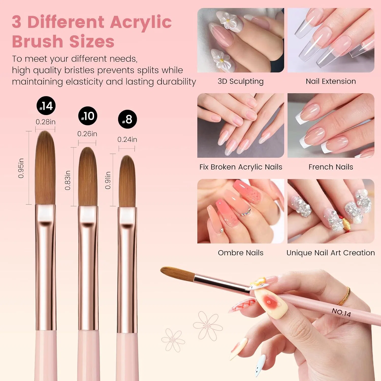 Набор кистей для гелевых ногтей из 31 предмета Yokilly, 31Pcs-Pink — фото 4
