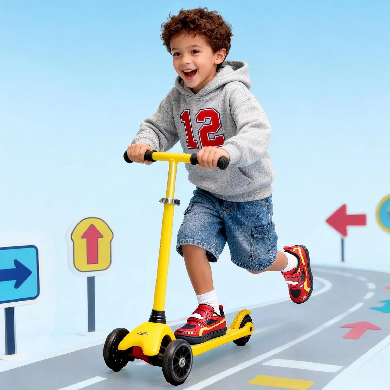 Детские кроссовки для мальчиков с принтом Car School DREAM PAIRS, Red — фото 2