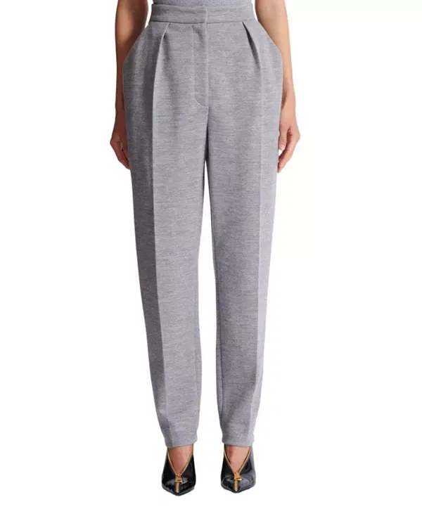Женские брюки с застежкой на молнию и пуговицу Tailored Cotton Knit Trousers Balmain, серый
