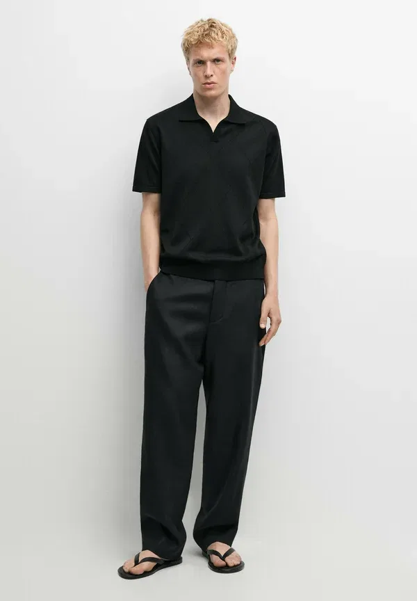 Футболка хлопковая Polo shirt Massimo Dutti, черный — фото 2