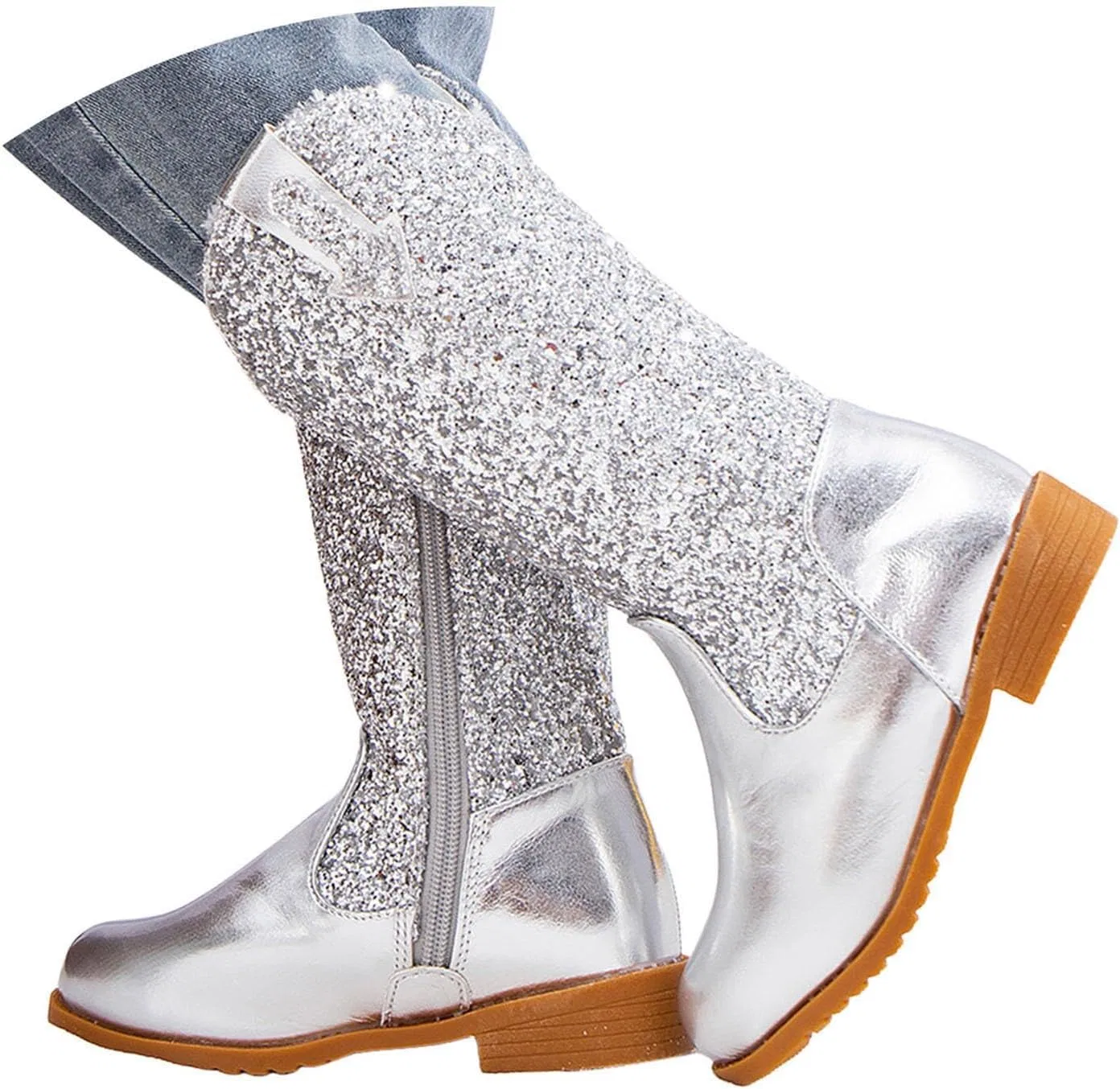Детские сапоги для девочек с блестками, модель Glitter Cowgirl, Silver