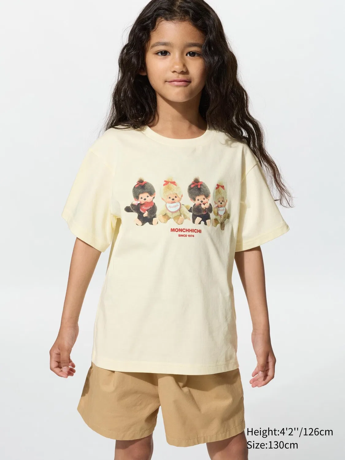 Футболка Uniqlo Monchhichi UT, с коротким рукавом и графическим принтом, кремовый — фото 2