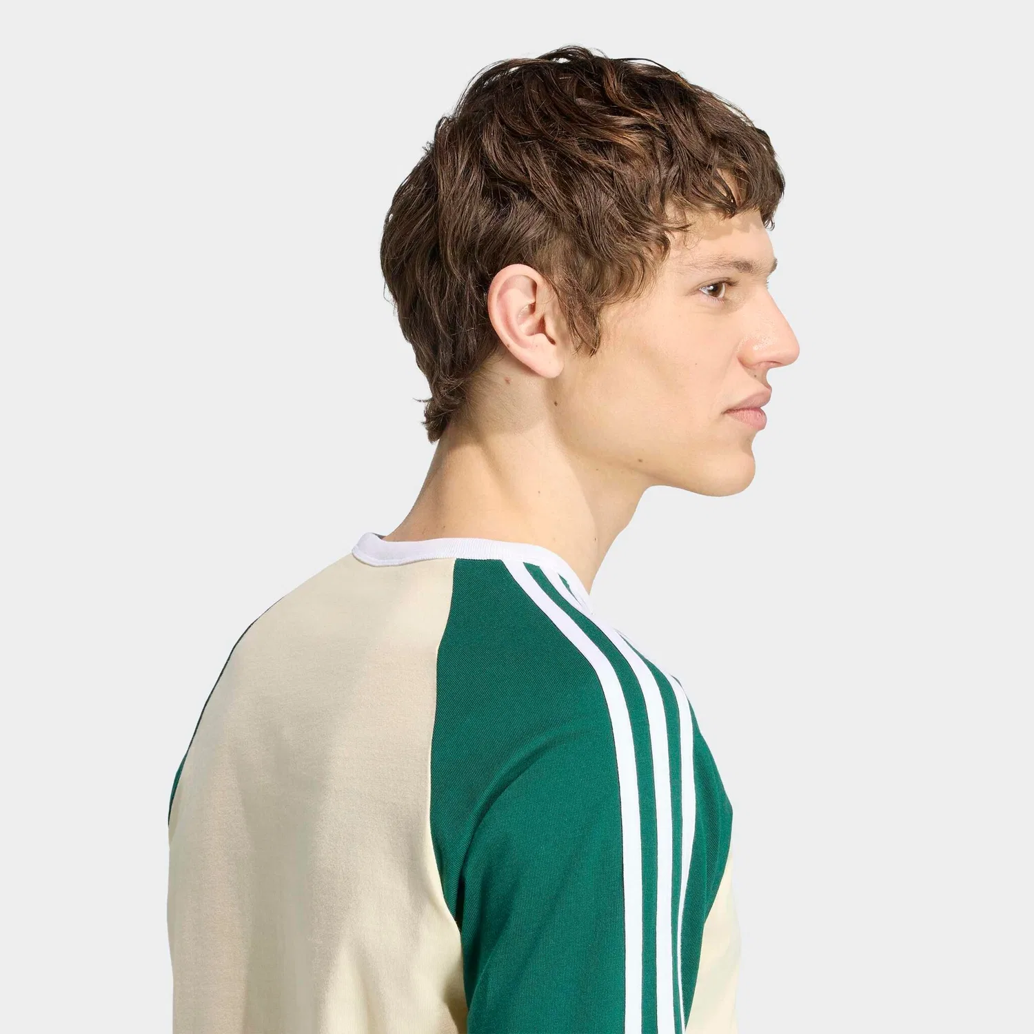 Мужской лонгслив с тремя полосками Adidas Originals, Warm Vanilla/Collegiate Green — фото 4