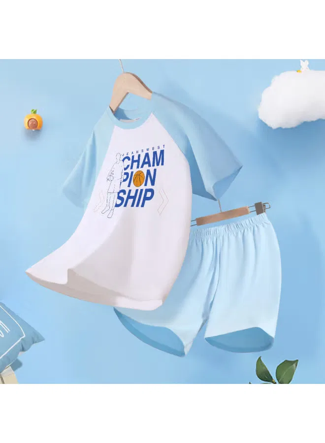 Комплект пижамы легкий хлопковый для мальчиков Jeanswest, синий — фото 2