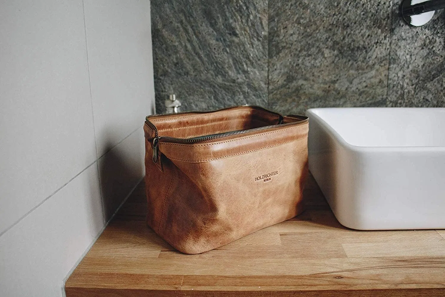 Косметичка из натуральной кожи, HOLZRICHTER Berlin, 1 шт, M, Camel Brown — фото 3