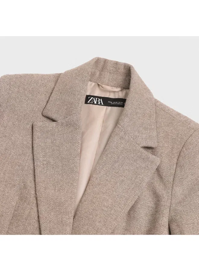 Жакет с текстурным узором Zara, хаки — фото 4