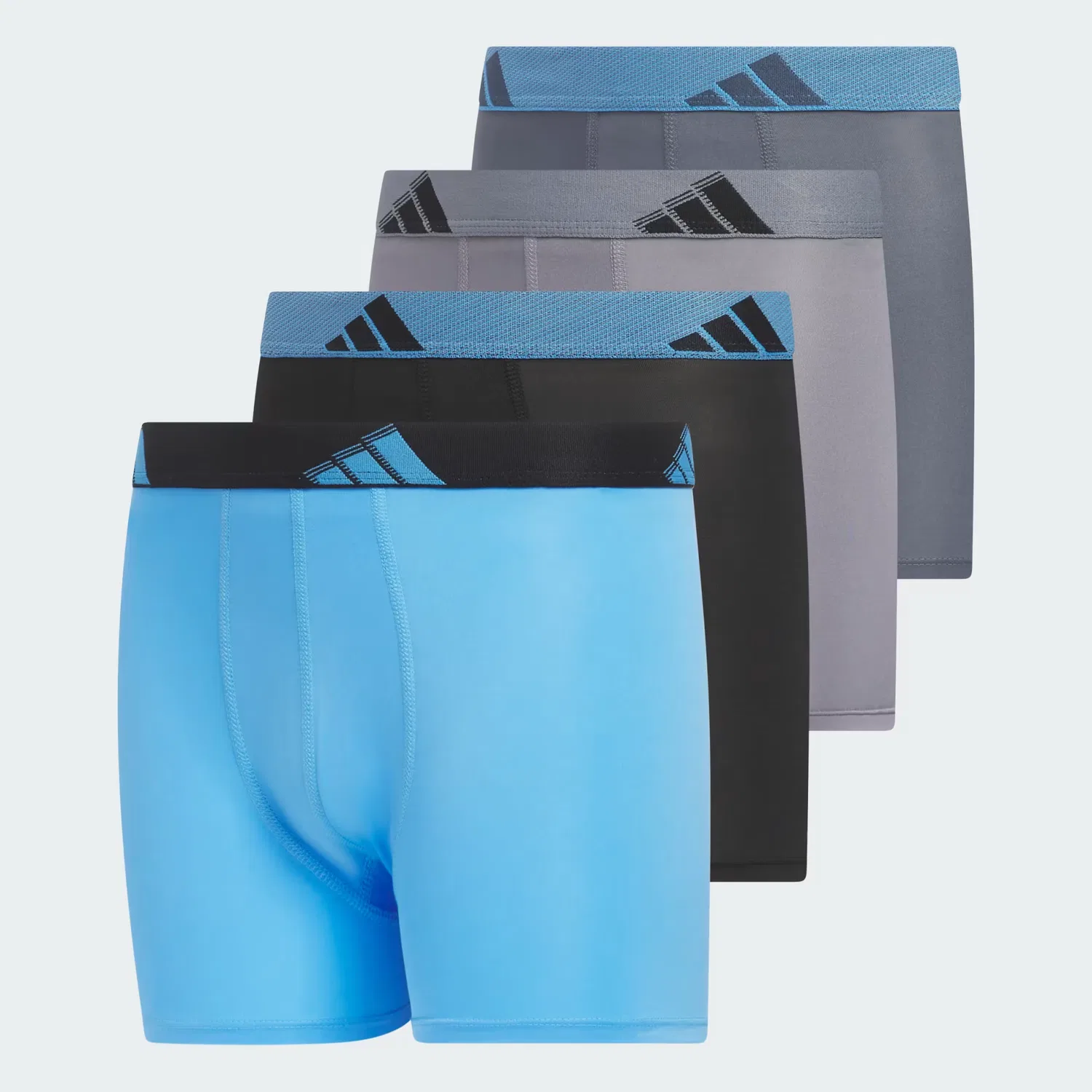 Детские трусы-боксеры быстросохнущие, набор из 4 пар Adidas Sportswear, blue burst/черный/серый