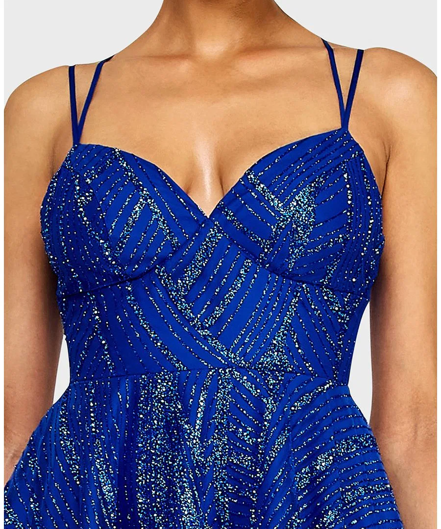 Платье-мини с блестками Sweetheart Neck Glitter Pattern Alex & Sophia, Royal — фото 4