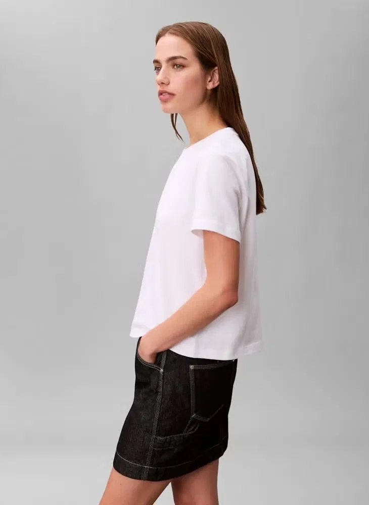 Футболка классическая с логотипом Calvin Klein, белый — фото 3