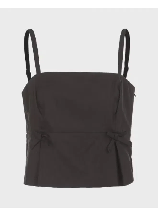 Топ на бретелях с бантом Zara, черный