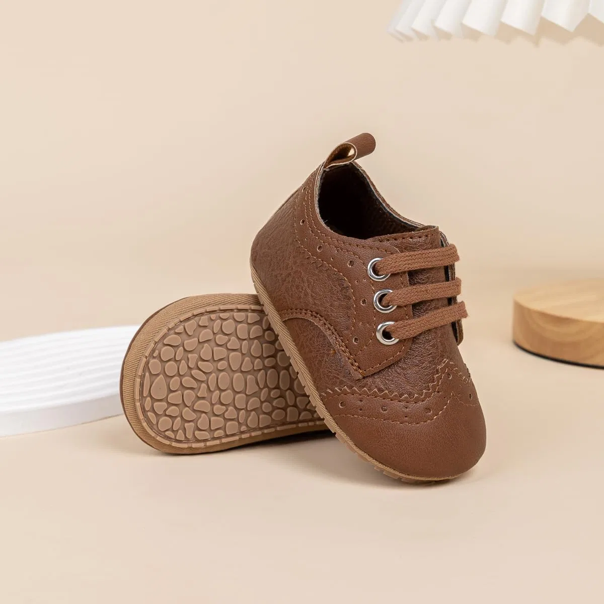 Детские кроссовки для мальчиков и девочек с кожаным верхом HsdsBebe, Brown — фото 4